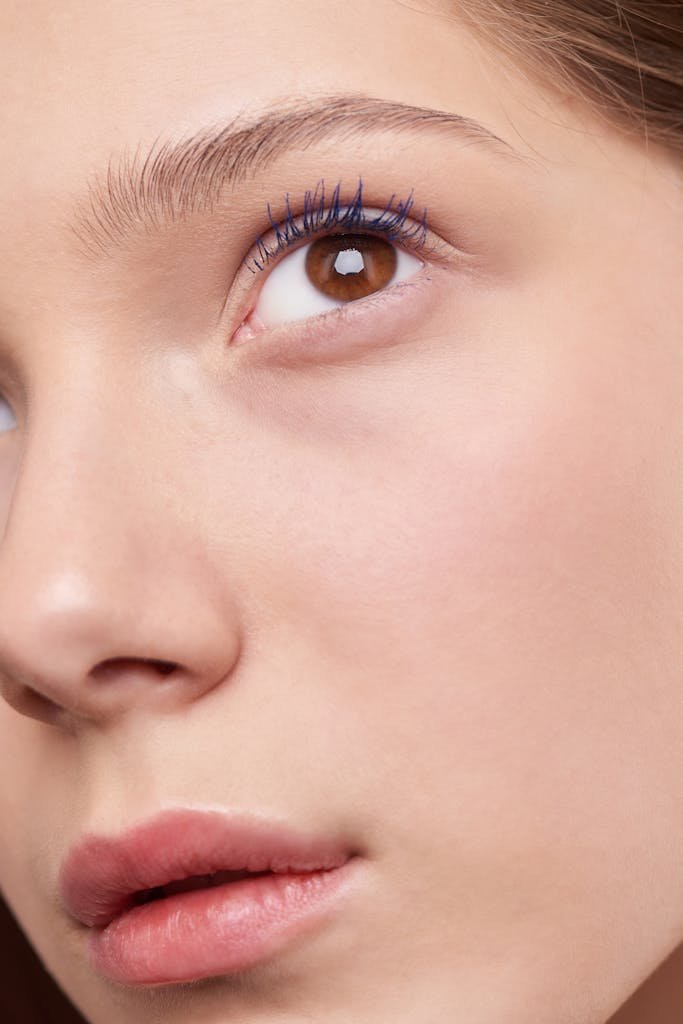 Close-up view of a woman's eye emphasizing natural beauty and skincare.